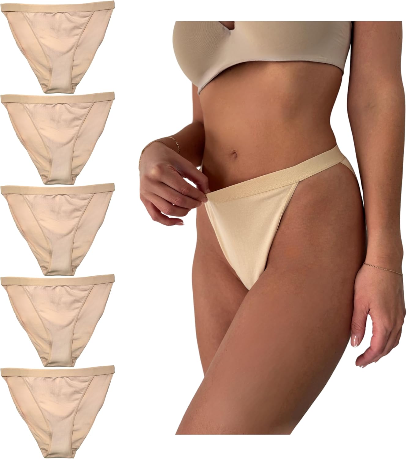 High Waisted Cotton Briefs (5 Pack)
